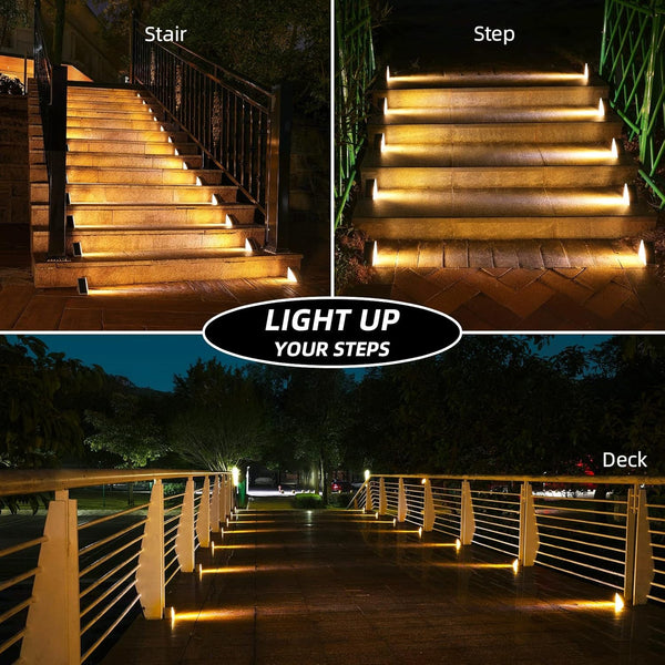 Solar Step Lights,6 Pack Warm White Solar Stair Lights Outdoor Waterproof IP67 Auto on Off,Solar Lights for Steps,Stair,Patio,Yard,Porch,Front Door,Sidewalk,Deck Decor3