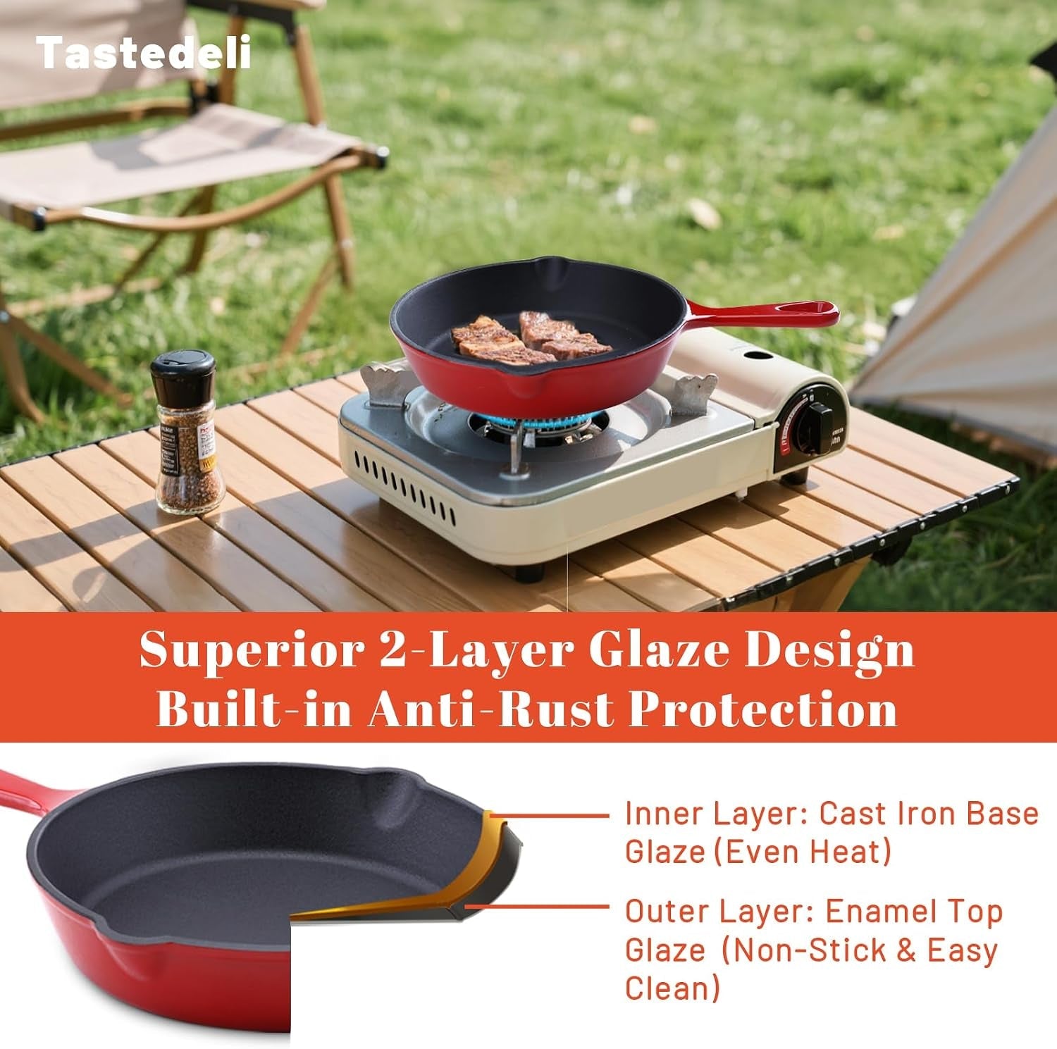 enameled-cast-iron-skillet-10inch-with-pour-spouts-for-searing-baking-grilling-and-roasting-10-frying-pan-cookware-with-silicone-handel-cover-durable-oven-safe-pan-stove-campfire-usered