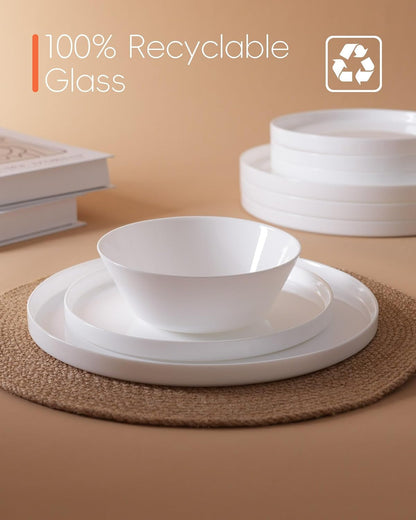 Dinnerware Sets for 4, 12 Piece White Opal Glass Dish Set4