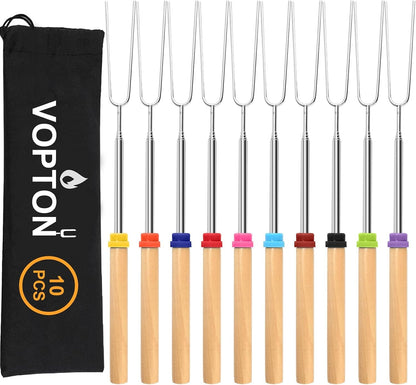 10 Pcs Marshmallow Roasting Sticks for Fire Pit Long 32Inch, Smores Sticks Skewers, Smores Kit for Fire Pit, Premium Telescoping Hot Dog Roasting Sticks for Campfire Accessories outside Camping1