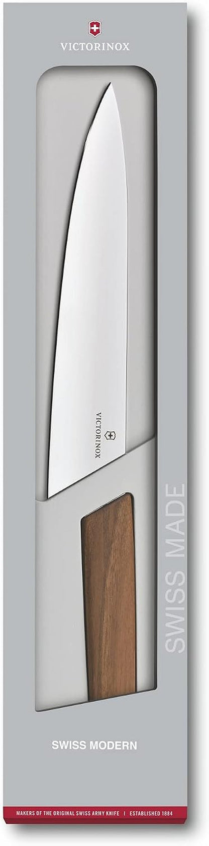 Victorinox Swiss Modern Chef'S Knife - Kitchen Knife for Cutting Meat, Fruit & Vegetables - Premium Kitchen Accessories - Walnut Wood Handle, 8.5"8