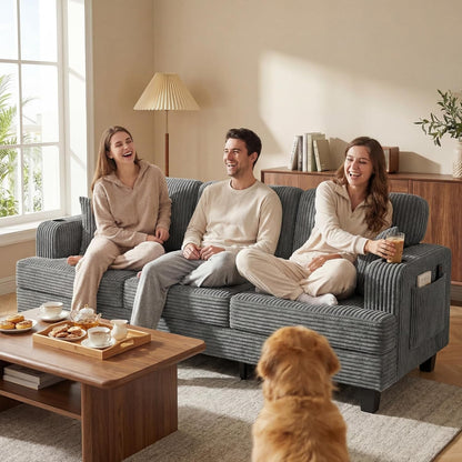 83" Modern Couch with Side Storage Pockets and Cup Holders7