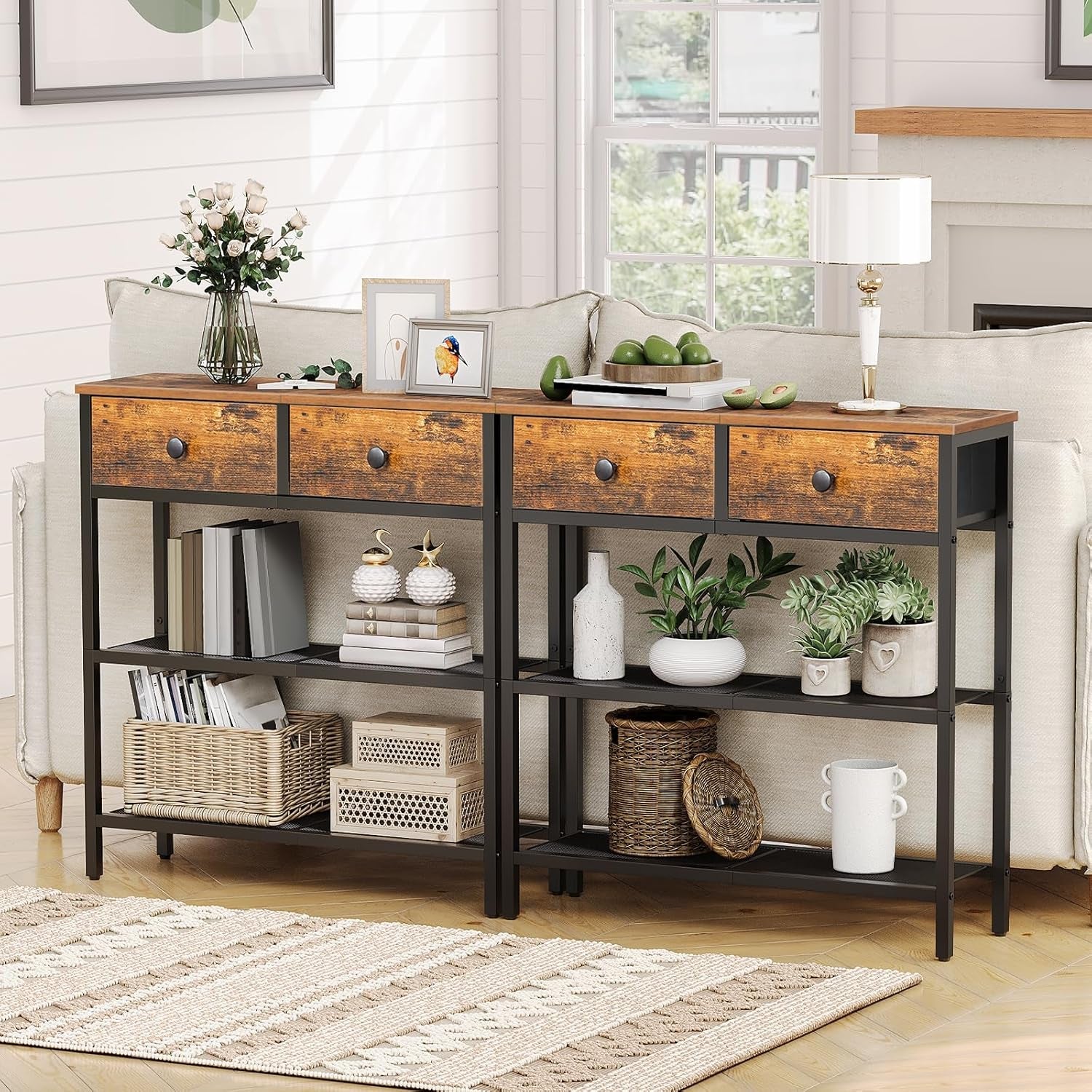 29-5-narrow-console-table-with-2-fabric-drawers-sofa-table-small-entryway-table-with-3-tier-storage-shelves-behind-couch-table-for-living-room-hallway-rustic-brown-and-black-bf72xg01