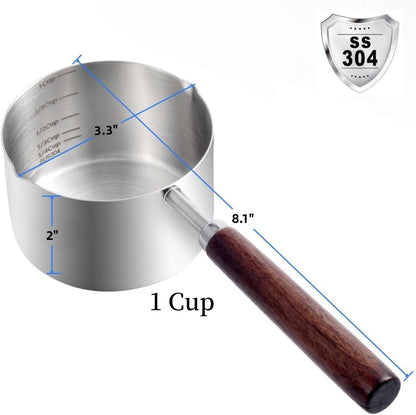 Dog Food Scoop, 1 Cup, 304 Stainless Steel Pet Food Scoop Measuring Cup with Wooden Handle (1 Cup)3