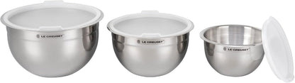 Le Creuset Stainless Steel Nested Mixing Bowls with Plastic Lids, Set of 34