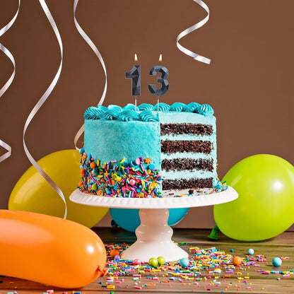 13 Birthday Candles 3D 13Th Diamond Number Cake Topper,Black6