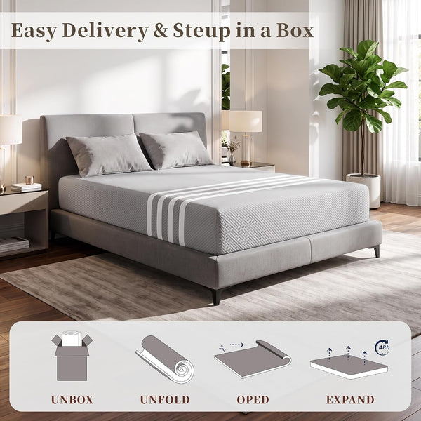 Queen Memory Foam Mattress 12 Inch – Medium Feel, Cooling Gel, Pressure Relief & Back Pain Relief, Fiberglass Free, Certipur-Us, 100-Night Trial - Mattress in a Box6
