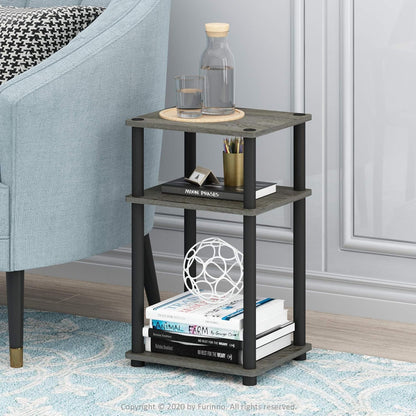 JUST Toolless 3-Tier Side Table, Open Shelf End Table, French Oak | Soft-Corner, Night Stand, Bedside Table, for Living Room, Bedroom, Bathroom2