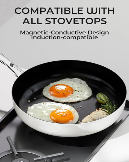 Ceramic Nonstick Frying Pan for Cooking, 10.4 Inch Non Stick Tri-Ply Stainless Steel Pan, Non Toxic Skillet, PTFE & PFOA Free, Compatible with All Stovetops, Dishwasher & Oven Safe7
