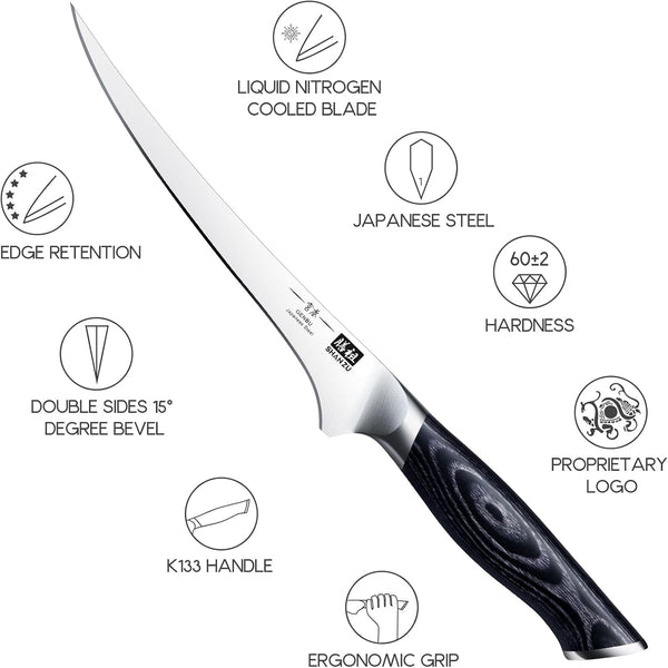 7 Inch Fillet Knife, Japanese Super Steel Boning Knife4