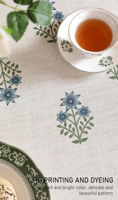 Designer French Linen round Tablecloth,Diameter 55"-Mosella F4
