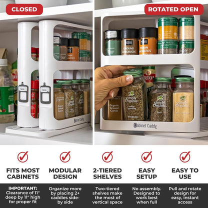 Spice Rack Organizer for Cabinet, Pull & Rotate, 2-Tier3