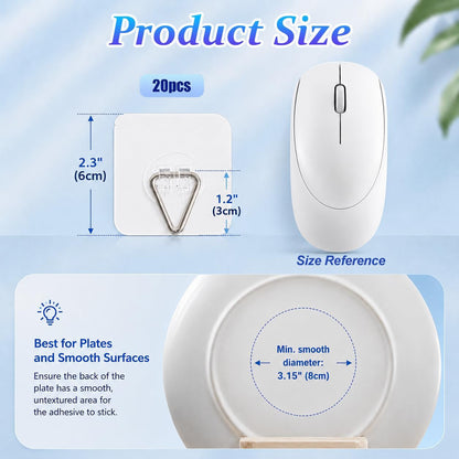 Wall Plate Hangers for Display - Invisible Adhesive Picture Hangers for Wall - Ideal for Hanging Decorative Plates | Photo Frames | Paintings - 2.4 Inch2