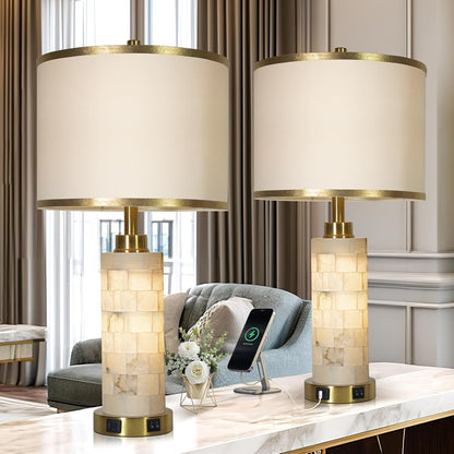 27" Alabaster Table Lamps Set of 2 for Living Room Bedroom1