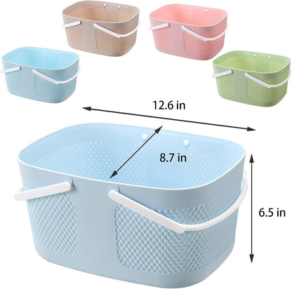 Portable Plastic Shower Caddy Basket Organizer with Handles, Blue5