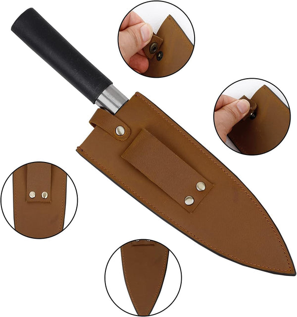 Cowhide Leather Knife Sheath, 8 Inch Chef Knife Guard, Heavy Duty Universal Knife Cover or Sleeves, Chef Meat Cleaver Sheath with Belt Loop(8.2" Lx2.2 W)3