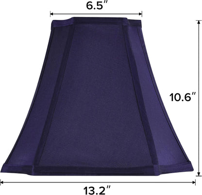 Square Lamp Shade for Table Lamps,6.5"X13.2"X10.6" Blue Lamphade Bell | 0.41" Spider,Blue,Natural Faux Silk,Medium Deco Lamp Shade Replacement for Small Floor Lamps Living Room,Fold Easy Assembly3