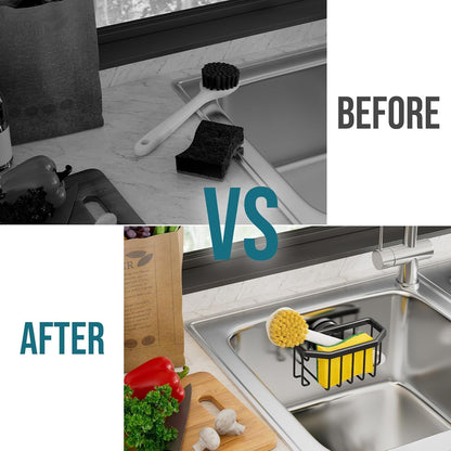 Sponge Holder for Kitchen Sink with Strong Suction Cup-Black6