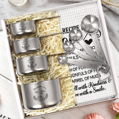 Wedding Gifts for Couples 2026, Bridal Shower Gifts for Bride to Be, Engagement Gift for Newlyweds, Bride Gift, Mr and Mrs Measuring Cups and Spoons Set with Dish Towel1
