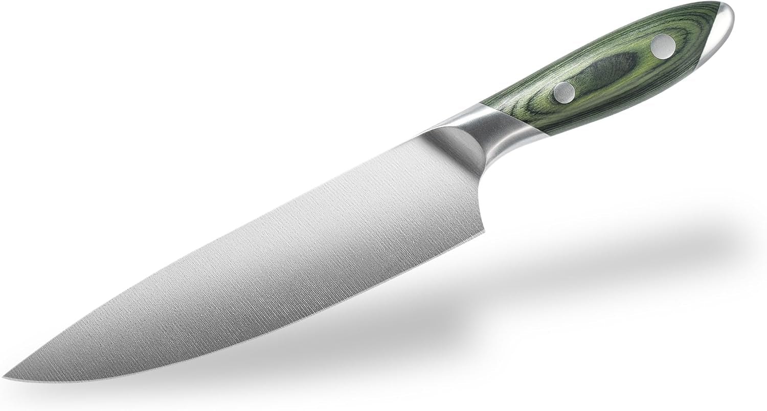 8-inch-stainless-steel-kitchen-chef-knife-green-pakkawood-handle