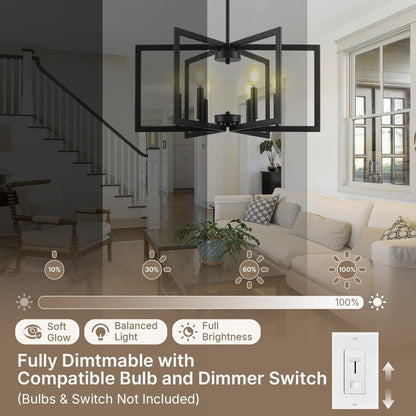Black Chandelier for Dining Room, 6-Light Dining Room Light Fixture6