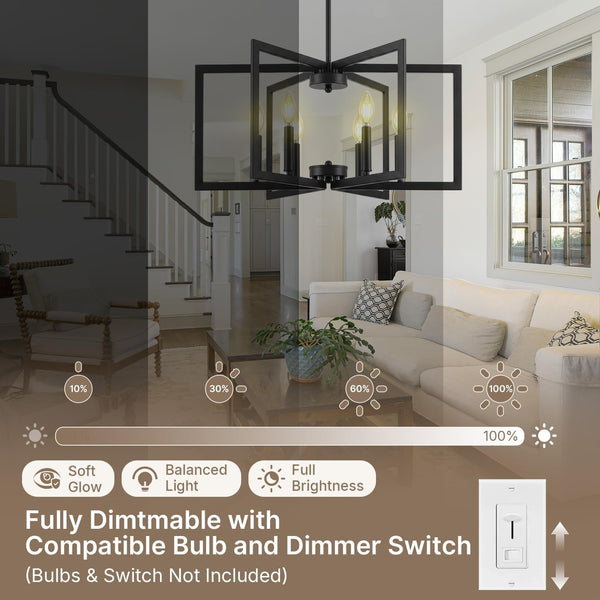 Black Chandelier for Dining Room, 6-Light Dining Room Light Fixture6
