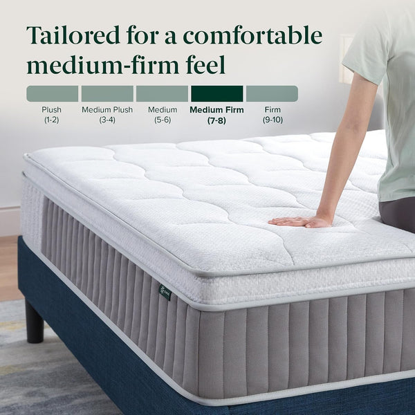 Zinus 12 Inch Queen Cool Support Hybrid Mattress, Medium Firm Feel5
