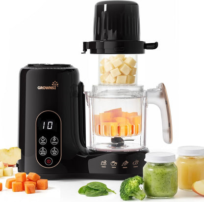 Baby Food Maker & Processor with Dual-Layer Steam Basket,Black&Gold | Steamer & Blender, Healthy Homemade Baby Food Purees, Starting Solids & BLW, Baby Feeding Essentials, 6+ Months1