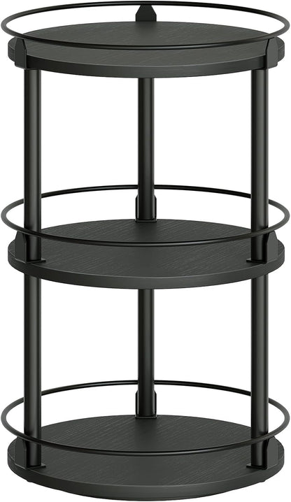 3-Tier Lazy Susan Organizer, Rotating Spice Rack, Spinning Organizer, Industrial Turntable Spice Rack Organizer for Cabinet, Kitchen Countertop, Pantry, Black SR23BK1