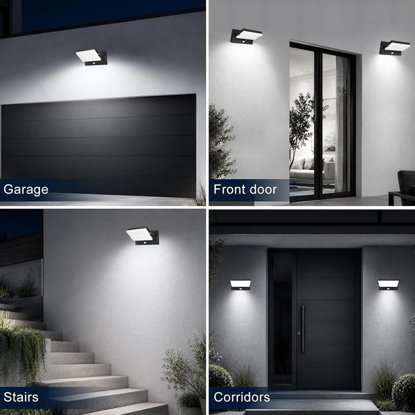 60W Motion Sensor Outdoor Wall Lights 360° Rotatable LED Panel 5000K7