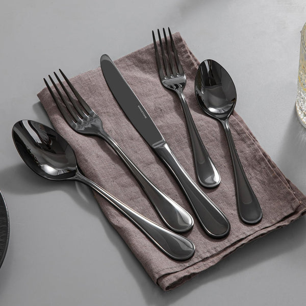 18/10 Stainless Steel Silverware Set for 8, 40 Piece Black Flatware Set |  Teardrop Heavy Cutlery Set, Mirror Polished Knives Fork Spoons Utensils, Dishwasher Safe for Home Kitchen Wedding3
