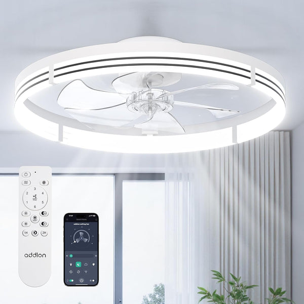 24" Low Profile Fandelier Ceiling Fans with Lights and Remote, White1