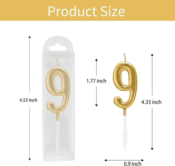 Beanlieve 10-Pieces Numeral Birthday Candles - Cake Numeric Candles Number 0 1 2 3 4 5 6 7 8 9,Used for Cake Decoration on Birthday Parties and Wedding Anniversary Celebrations(Champagne Gold)3