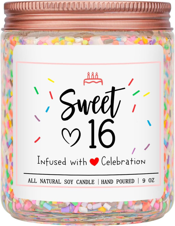 16Th Birthday Gifts for Girls, Vanilla Cream Scent Best Ideas Birthday Presents for Daughter, Friends, Sister, Handmade Aromatherapy Candle Decorations1