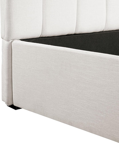 King Upholstered Bed with Thick Headboard and Footboard, Beige5