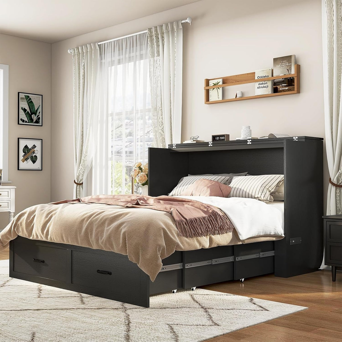 queen-size-murphy-chest-bed-with-drawer-and-charging-station-farmhouse-wood-space-saving-hidden-folding-bed-chest-multifunctional-storage-cabinet-beds-for-bedroom-office-black