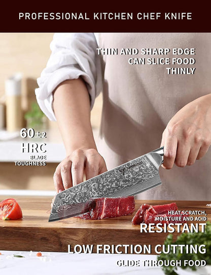 8.5 Inch Kiritsuke Kitchen Chef Knife - 67 Layers Damascus Steel & Resin Handle - Xuan Series(Sapphire Blue)3