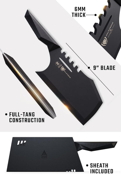 Massive Meat Cleaver Knife-9"-Obliterator-Shadow Black Series-Titanium Nitride Coated-High Carbon Steel-Heavy Duty Gift-Razor Sharp-W/Sheath-Nsf Certified7