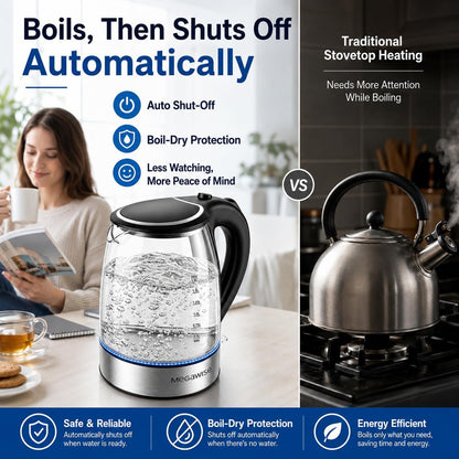 Electric Glass Kettle with Auto Shut-Off (1.8L)4