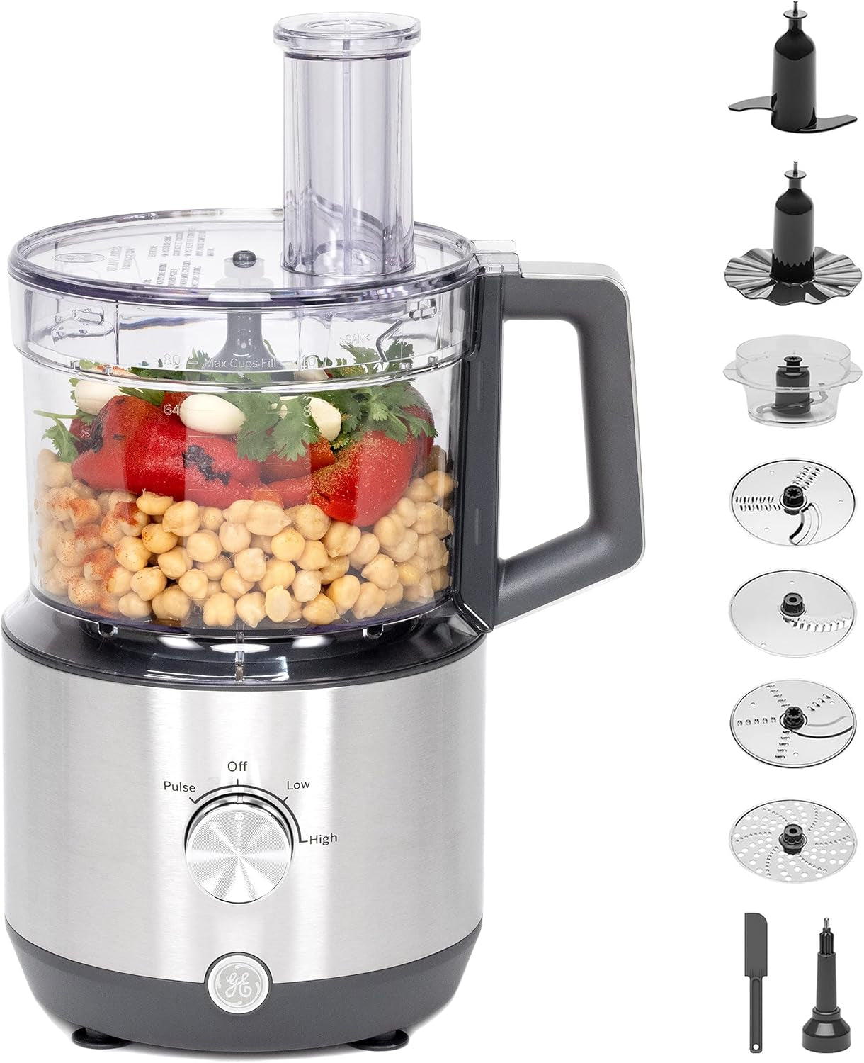 ge-food-processor-large-12-cup-vegetable-chopper-for-shredding-mincing-dicing-kneading-dough-9-stainless-steel-accessories-550w-motor-3-speed-dishwasher-safe