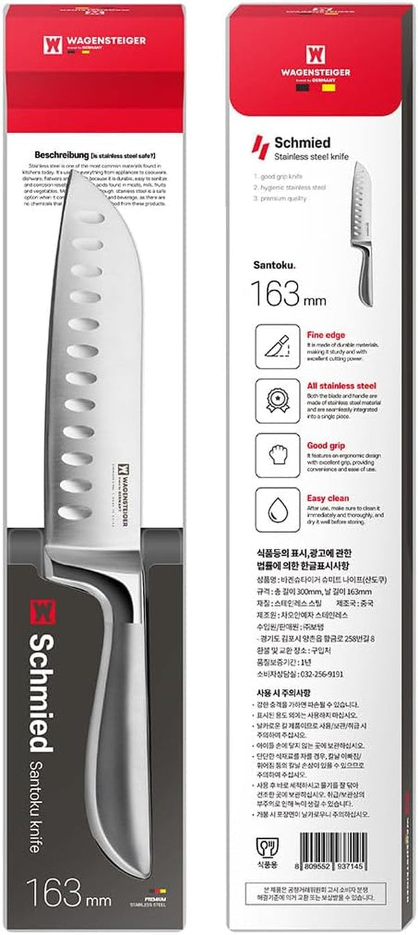 Schmied Santoku Knife, Stainless Steel Kitchen Knife for Chopping & Slicing Vegetables, Meat & Fish, Full Tang Design (Blade Length 6.4 In)9