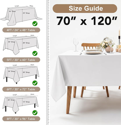 8 Pack White Table Cloths 70X120 Inch for 6-8 Ft Rectangle Tables4