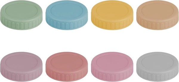 8PCS Regular Mouth Plastic Mason Jar Lids, Leak Proof | Colored, with Silicone Rings, Airtight Leakproof Seal, Fit for Ball & Kerr Canning Jars, Reusable Jars Accessories1