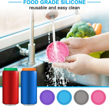 6 Pack Silicone Soda Can Cover Lids, Reusable Soda Can Lids Beer Can Covers Pop Can Covers, BPA Free Silicone Can Cover, Stopper and Protector for Soda, Beer, Beverage, Juice, Coke, Fits Standard Cans4