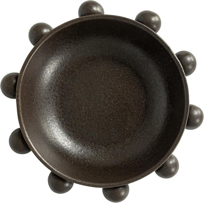 9.75 Inches Stoneware Bowl with Orbs and Reactive Glaze, Black4