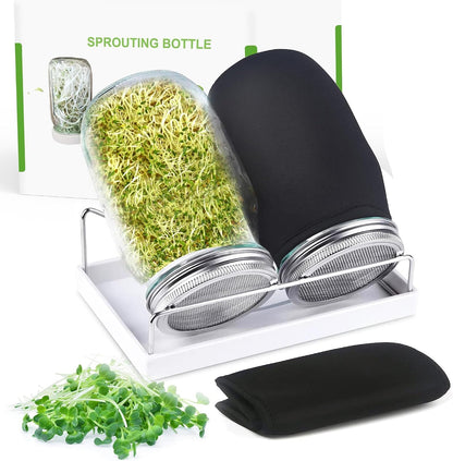 Organic Seed Sprouting Jar Kit – 2 × 32 Oz Wide-Mouth Mason Jars1