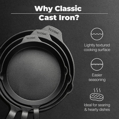 Classic Cast Iron Skillet 12 Inch | No PFAS I German-Engineered | Naturally Non-Stick Cast Iron Pan Set | Oven Safe Skillet | Cast Iron Cookware Set | 20-Year Refund I Steak Pan5