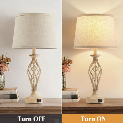 Table Lamp for Bedroom Set of 2 with USB C+A Ports,Modern Night Stand Lamps2