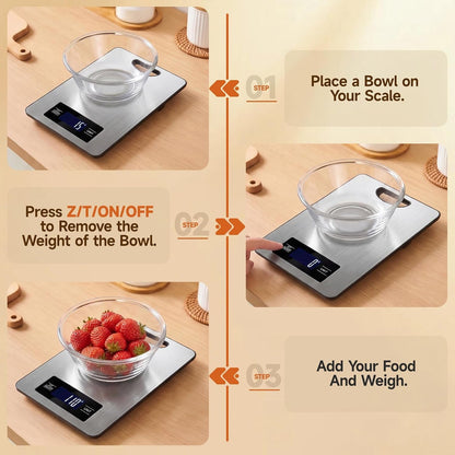 Food Scale, Digital Kitchen Scale with Hanging Loop, 11Lb Baking Scale | 1G Accuracy, G/Oz,Etc.5 Unit Conversion, Tare Function, Fingerprint-Resistant Steel, Suitable for Cooking, Baking ,Meal Prep5