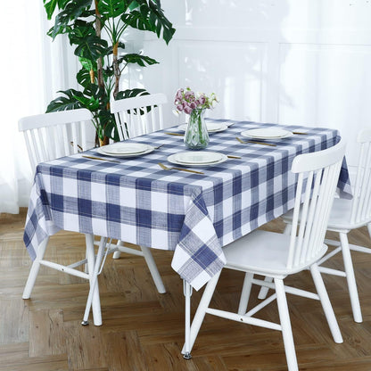 Square Vinyl Tablecloth, 100% Waterproof Oil-Proof Checkered Plastic Table Cloth, Heavy Duty Wipeable Table Covers for Dining, Camping, Picnic, Outdoor - 54 X 54 Inch, Blue Checkered3